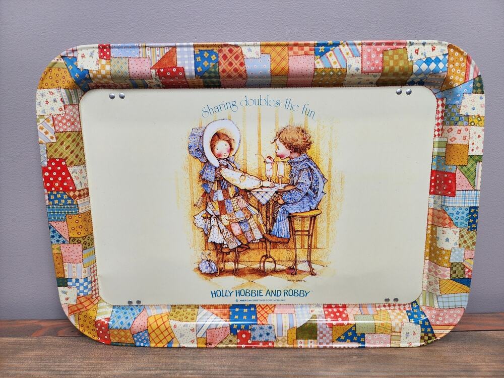 American Greetings Holly Hobbie And Robby Sharing Doubles The Fun Tin Lap Tray